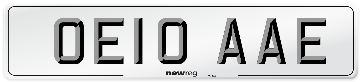 OE10 AAE Number Plate from New Reg